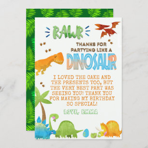 Aquarelle Dinosaur Carte de remerciements d'annive