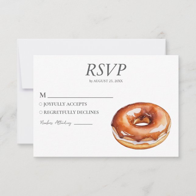 Aquarelle Donut RSVP Card Mariage Doughnut douce (Devant)