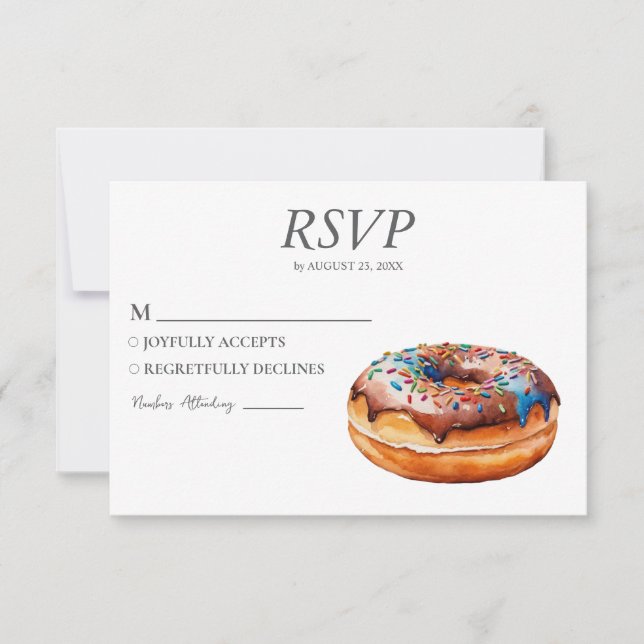 Aquarelle Donut RSVP Card Mariage Doughnut douce (Devant)