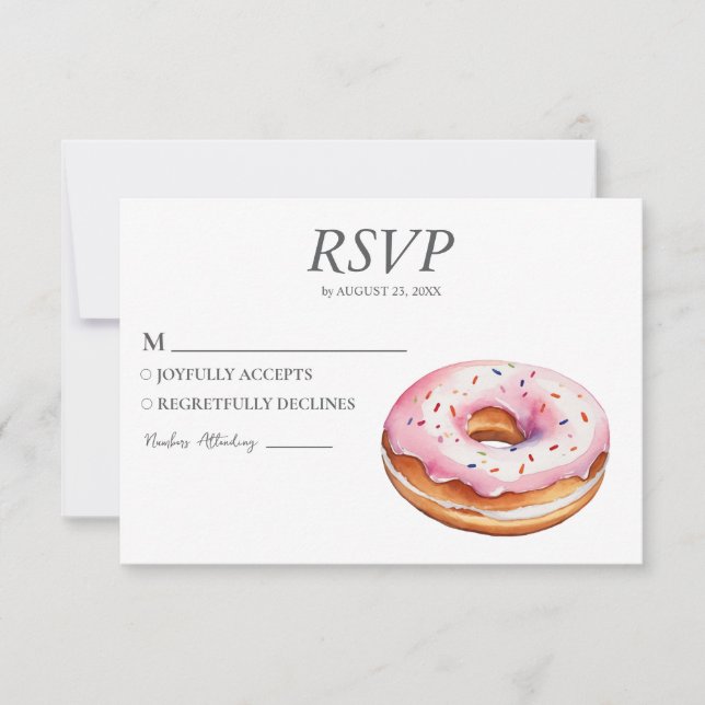 Aquarelle Donut RSVP Card Mariage Doughnut douce (Devant)