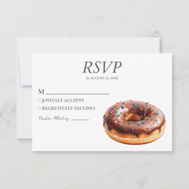 Aquarelle Donut RSVP Card Mariage Doughnut douce (Devant)