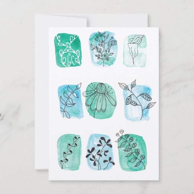 Aquarelle doodle occasion générale botanique (Devant)