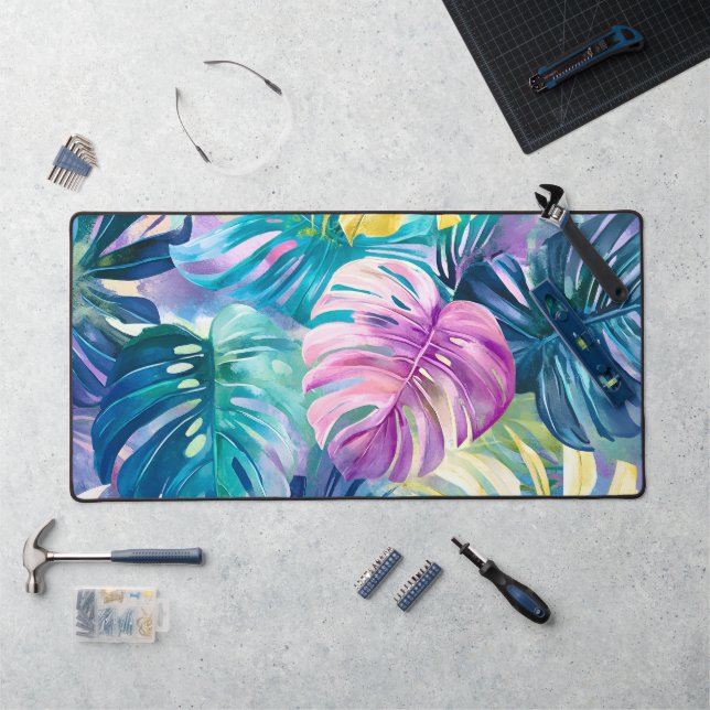 Aquarelle d'or Paradis Feuille tropical (Poste de travail)