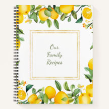 Aquarelle douce citron italien or Carnet spiral