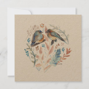 Aquarelle Douce Couple Bluebird Avec Floral