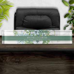 Aquarelle douce Floral Personnalisé Plaque de nom