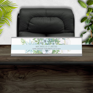 Aquarelle douce Floral Personnalisé Plaque de nom