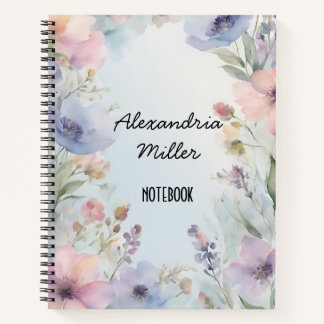Aquarelle douce Pastel Carnet floral