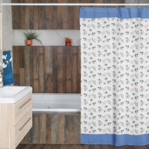Aquarelle Douche douce bleu Floral Rideau