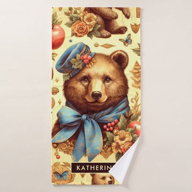 Aquarelle d'ours Vintage (Serviette de bain)