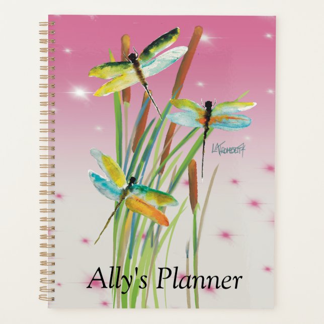 Aquarelle Dragonfly Rose Personnalisé Planner (Devant)