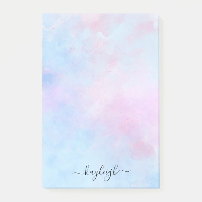 Aquarelle Dreamy Rose bleu turquoise Post-it Note (Devant)