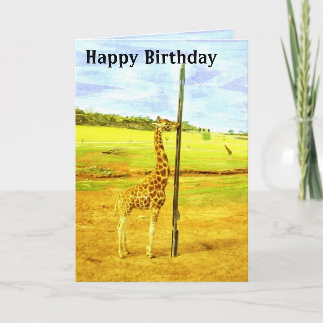 Aquarelle drôle Giraffe, Carte Anniversaire, (Devant)