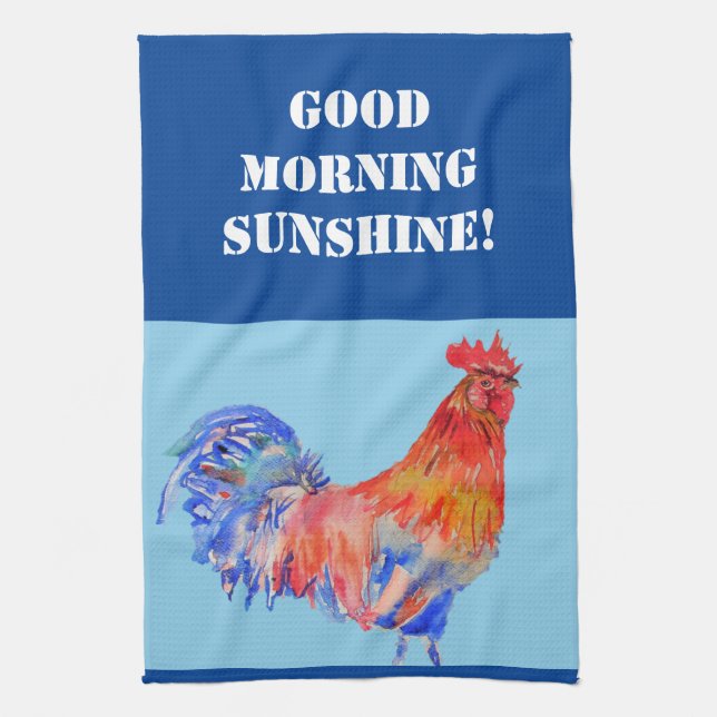 Aquarelle du bon matin Rooster rouge Serviette de  (Vertical)