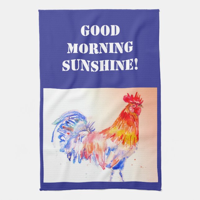 Aquarelle du bon matin Rooster rouge Serviette de  (Vertical)
