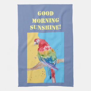 Aquarelle du bon matin Rouge Macaw Serviette de cu