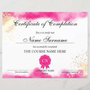 Aquarelle du cours de certificat d'achèvement