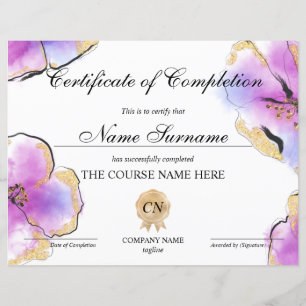 Aquarelle du cours de certificat d'achèvement