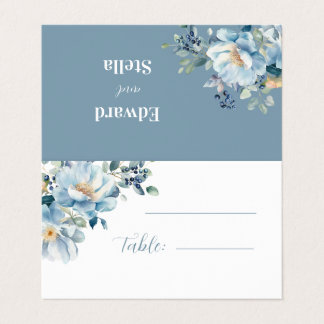 Aquarelle Dusty Bleu Bohème Floral Plac Mariage