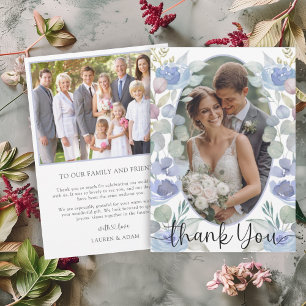 Aquarelle Dusty Blue Floral Mariage Merci