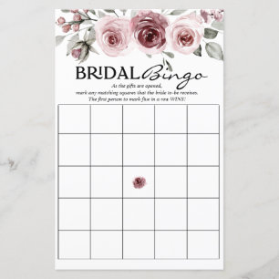Aquarelle Dusty rose Floral   Bingo nuptiale