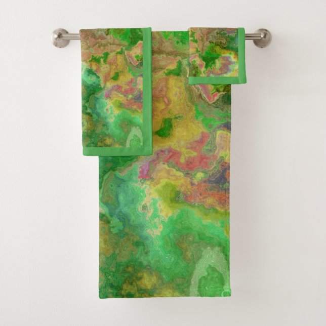 Aquarelle Éclaboussure Vert Jaune Turquoise  (En situation)