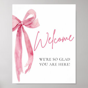 Aquarelle Elegant Blush Bow Affiche de bienvenue