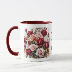 Aquarelle Elegant Maroon Rose Flower Mug