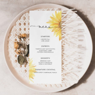 Aquarelle élégant menu de tournesol minimaliste