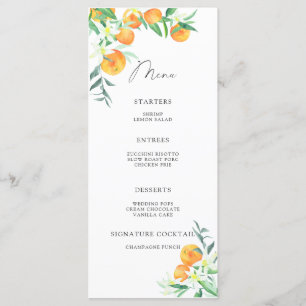 Aquarelle élégante oranges agrumes menu minimalist