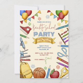 Aquarelle Élément de l'école Invitation