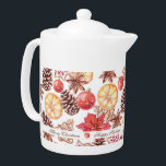 Aquarelle Éléments de Noël Motif sans couture<br><div class="desc">Jolie aquarelle éléments de Noël sans couture motif avec cookies de Noël,  anis étoilé,  tranches d'orange sec,  boules d'arbre de Noël rouge,  cônes de pin et fleurs de Poinsettia avec ceinture blanche et script de Noël. Personnalisez en changeant le texte et le nom.</div>