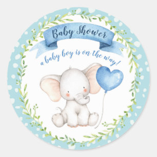 Aquarelle Eléphant Baby shower, Garçon, STICKER