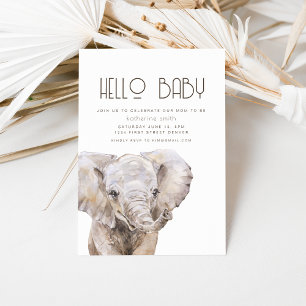Aquarelle Elephant Thème Baby shower Invitation