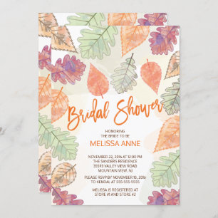Aquarelle en chute Feuille Invitation de douche nu