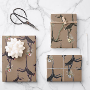 Aquarelle en papier Kraft Tropical Monkey Jungle