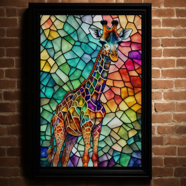 Aquarelle en verre teint Style Giraffe 2:3 Poster (Créateur téléchargé)