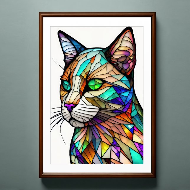 Aquarelle en verre verni Style Chat 2:3 Poster (Créateur téléchargé)