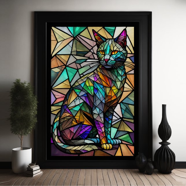 Aquarelle en verre verni Style Chat 2:3 Poster (Créateur téléchargé)