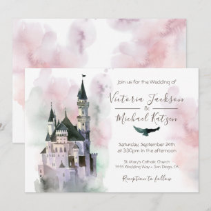 Aquarelle Enchanted Castle Faire-part de mariage