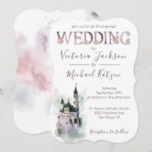 Aquarelle Enchanted Castle Faire-part de mariage