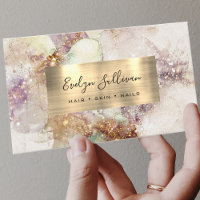 aquarelle et fausse feuille d'or carte de visite