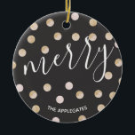 Aquarelle et or | Ornement en céramique<br><div class="desc">Accentué par des pois d'aquarelle trempés dans la parties scintillant dorée,  ce design est la façon parfaite de préserver les souvenirs de vacances. Coordination des cartes de fin de année et cartes de remerciements disponibles.</div>