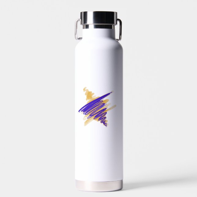 Aquarelle étoile de David dans Bouteille d'eau or (Avant)