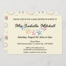 Aquarelle Étoiles Baby shower mignonne Invitation