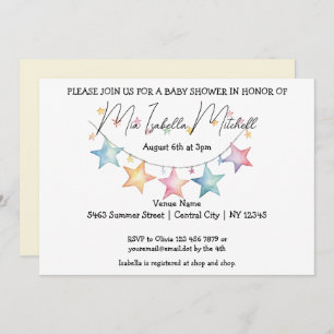 Aquarelle Étoiles Invitation Baby shower