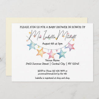 Aquarelle Étoiles Invitation Baby shower