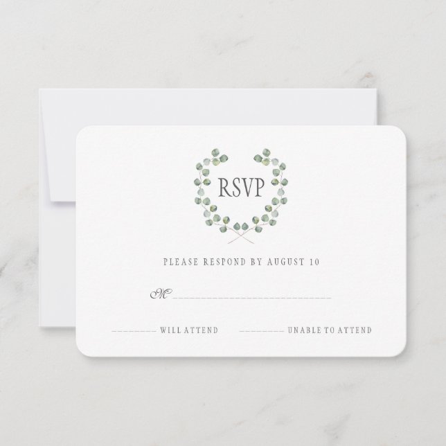 Aquarelle Eucalyptus cadre feuille | RSVP (Devant)