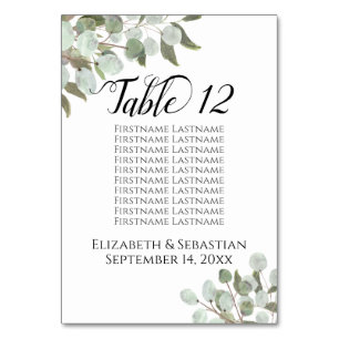 Aquarelle Eucalyptus Feuille Mariage Carte de sièg