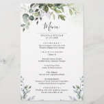 Aquarelle Eucalyptus Green Dîner Mariage Menu<br><div class="desc">Pour plus de personnalisation,  cliquez sur le lien "customiser plus" et utilisez notre outil de conception pour modifier ce modèle. Si vous préférez les papiers plus épais / Finition mat,  vous pouvez choisir le type de papier mat. Si vous avez besoin d'aide ou d'articles correspondants,  veuillez me contacter.</div>